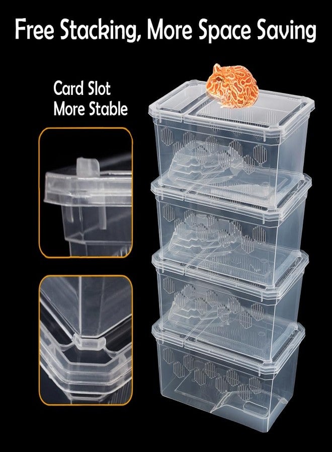 DQITJ 6 Pack Turtle Tank Breeding Box Horned Frog Plastic Portable Feeding Container for Small Reptile Amphibian Horned Frog Turtle Tortoise - Image 2